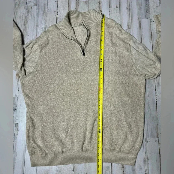Joseph Abboud Joe Sweater Shirt Men XL Beige Quarter Neck Zip Classic Cotton - Picture 6 of 13